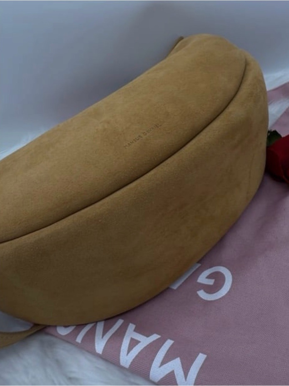 Brand New!! Mansur Gavriel Half Moon Suede Crossbody Bag in Caramel; NWT $695 - Picture 7 of 15